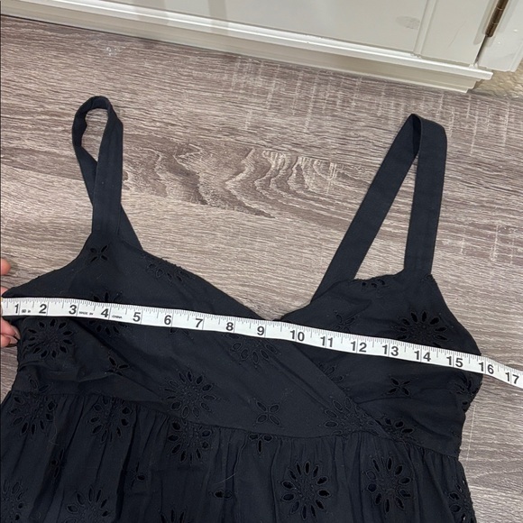 Zara Black Openwork Eyelet Embroidery Dress Size Medium - Picture 7 of 15